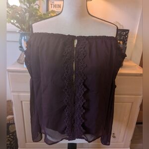 Elegant Purple/PlumLace Off-Shoulder Top
